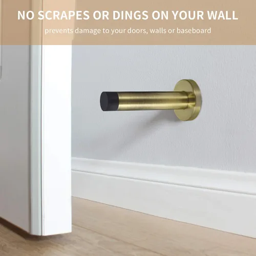 Vista 2 de Topes decorativos de puerta – Topes de puerta de acero inoxidable 304 resistentes de 3.5 pulgadas con punta de goma para protección de pared