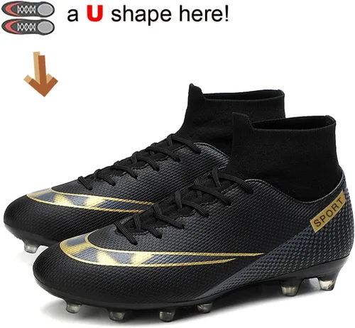 Vista 2 de YEFDG - Botas de fútbol para hombre, zapatos de fútbol con tacos y tacos para adultos, cómodos, atléticos, exteriores, interiores, competición