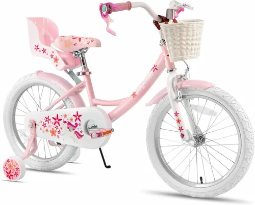 Vista 11 de JOYSTAR Unicorn Kids Bike for Girls Ages 2-9 Years Old, 12 14 16 18 Inch Kids Bike with Training Wheels, Doll Seat, Streamers and Basket, Toddler