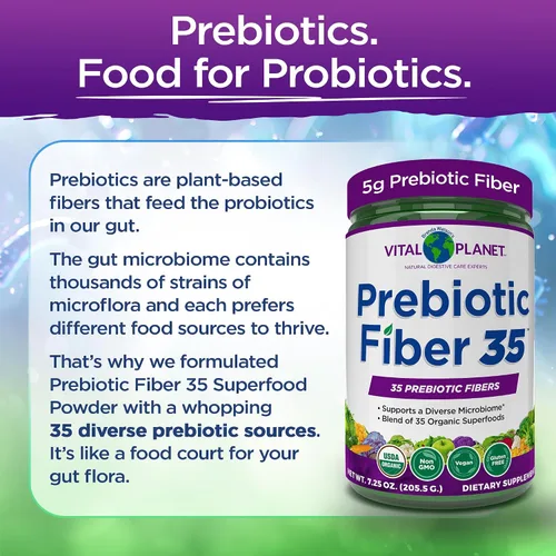 Vista 6 de Vital Planet - Suplemento de fibra diversa de fibra 35 en polvo para apoyo dietético y estreñimiento ocasional con 35 fibras prebióticas y 35