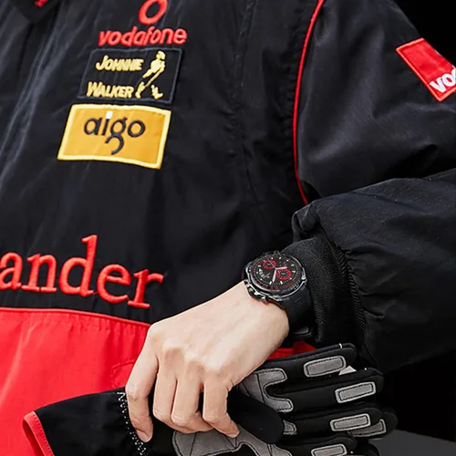 Vista 4 de Men's Sports Black Quartz Watch with Cool Luminous Hands Multi-Functional Chronograph - Lightweight, Breathable, Skin-Friendly Rubber Strap Original