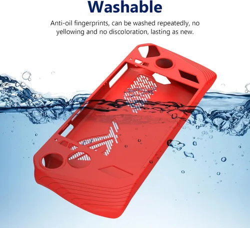 Vista 7 de Funda protectora de silicona para consola de juegos ASUS ROG Ally 2023 Funda a prueba de caídas (rojo)
