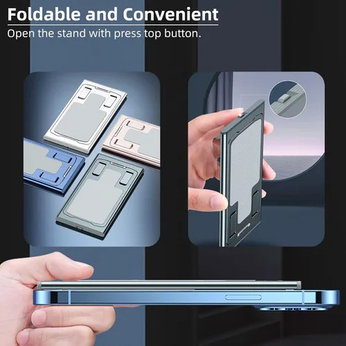 Vista 3 de Soporte plegable para teléfono celular, ángulo de altura, ajustable, de aluminio, soporte para teléfono de escritorio, soporte portátil para iPhone