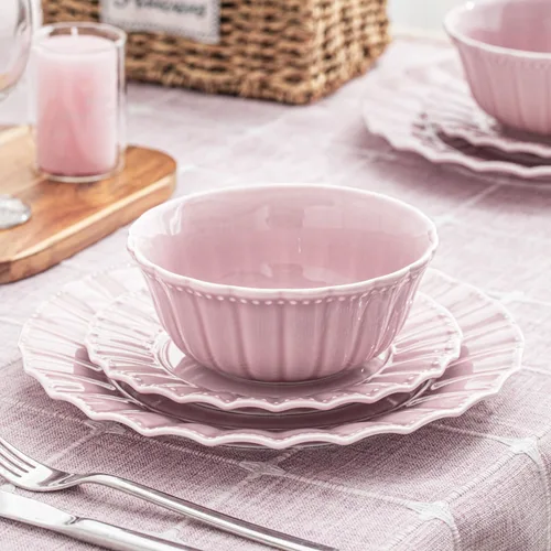 Vista 4 de HOMBENE - Juego de 4 cuencos de cerámica para pasta, de 25 onzas, estilo ondulado, ensaladas, sopa, pasta, fideos, cena, aptos para microondas