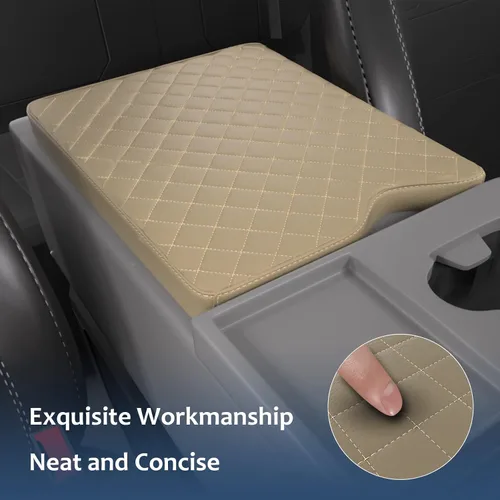 Vista 4 de Funda de consola central de automóvil para Ford F150 2015-2024/F250 F350 F450 2017-2024 de cuero, tapa de caja de reposabrazos de consola central