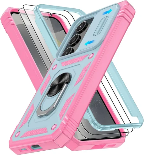 Vista 134 de Gritup Funda para Google Pixel 6 con cubierta deslizante para cámara y protector de pantalla (2 unidades), soporte de anillo giratorio 360°, funda