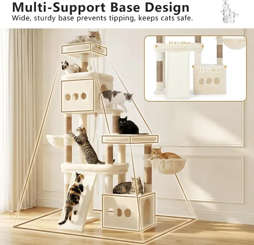 Vista 2 de Heybly Cat Tree - Torre antipunta para gatos de 72.4 pulgadas con perchas