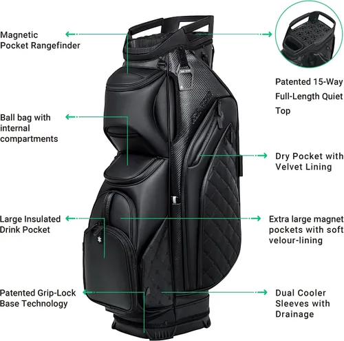 Vista 3 de ASK ECHO Bolsa de Carrito de Golf Silenciosa con Divisores de Longitud Completa de 15 Compartimentos SLC-130LE Crafted with elegant