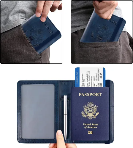 Vista 5 de ACdream - Tarjetero combinado para colocar pasaporte y tarjeta de vacunación funda protectora con ranura para tarjeta de vacunación del CDC