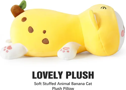 Vista 5 de Onsoyours - Lindo gatito plátano gato de peluche juguete de peluche suave almohada de felpa plátano para niños (gato plátano, 30 cm)