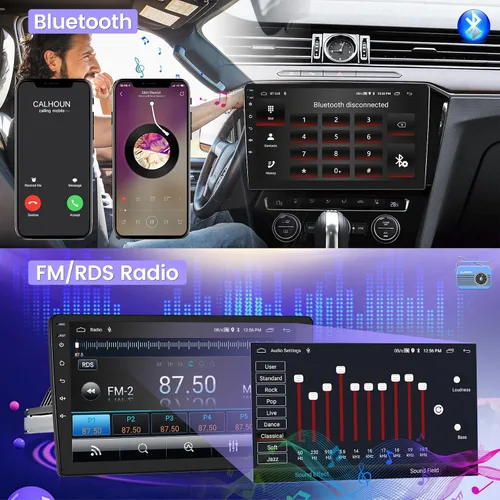 Vista 5 de Estéreo de coche de 2+64G Android Single DIN con Apple Carplay inalámbrico y Android Auto - Pantalla táctil de 10 pulgadas con WiFi/navegación