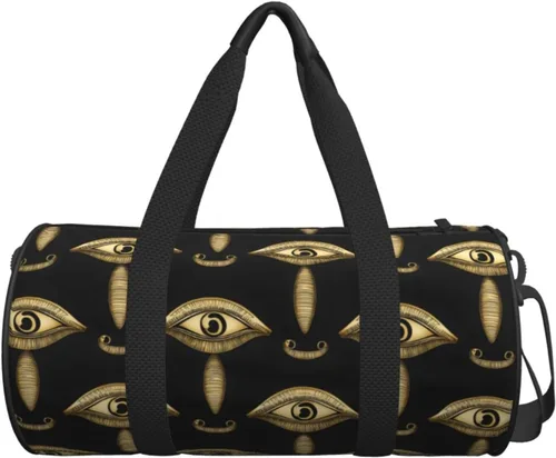 Vista 7 de Large Duffle Bag for Travel - Retro Golden Eyes Print Gym Bag for Women Men, Travel Foldable Bags for Women Men with Zippered Multiple Pockets