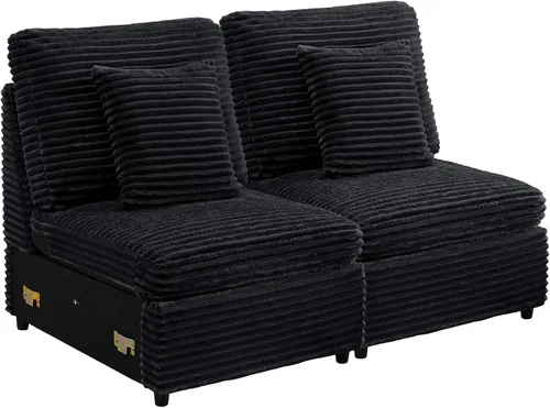 Vista 45 de RARZOE Módulo de Reposabrazos para Sofá Seccional Modular, Reposabrazos de Pana Módulo de Sofá Modular Parte Lateral para Sala de Estar Sofá