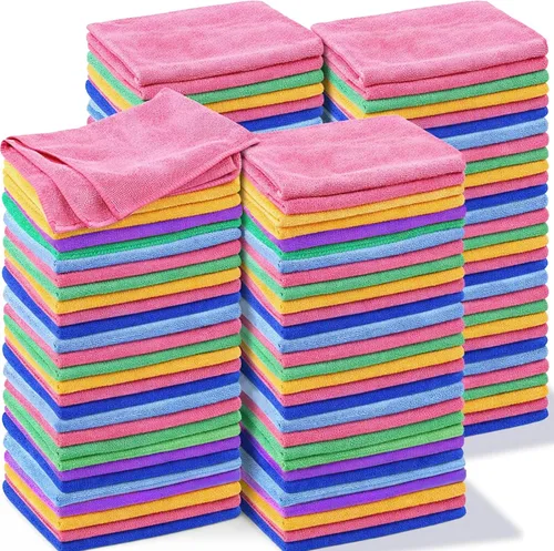 Vista 9 de Preboun Paquete de 300 paños de limpieza de microfibra de 12 x 16 pulgadas, multiusos, reutilizables, lavables, toallas absorbentes para casa, Gris