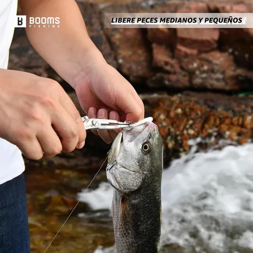Vista 4 de Booms Fishing H01 Small Fishing Pliers Scissors Braid Cutters Stainless Steel Fishing Tools Split Ring Pliers Hook Remover A: recto con cordón
