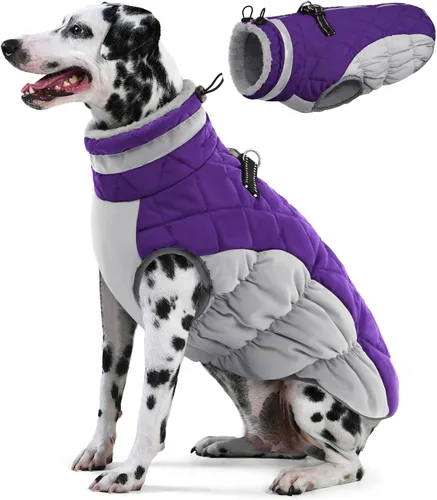 Vista 35 de AOFITEE Abrigo para perro, chaquetas cálidas para perros pequeños, abrigo de invierno para perros con arnés integrado, chaqueta de invierno