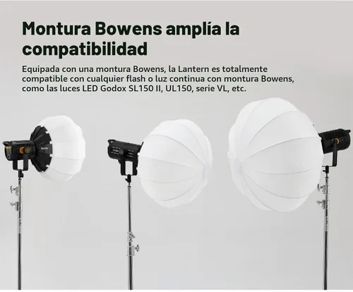 Vista 4 de Godox CS-50D Linterna Difusor 50cm/20pulg Modificador de Luz Omnidireccional Montaje Bowens para Godox SL60W SL150 II, UL150, VL150 Luz
