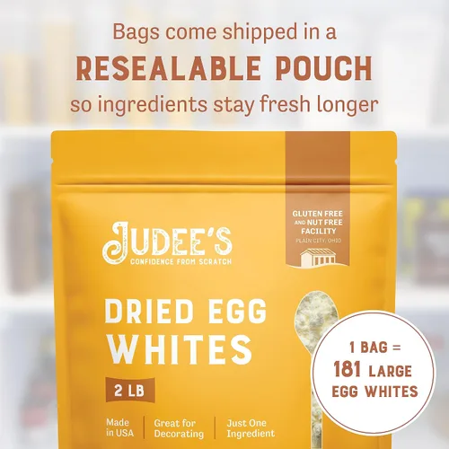 Vista 2 de Judee's Gluten Free Polvo de proteína de clara de huevo seco, nutrición completa y proteína de huevo, polvo para hornear y merengue sin gluten