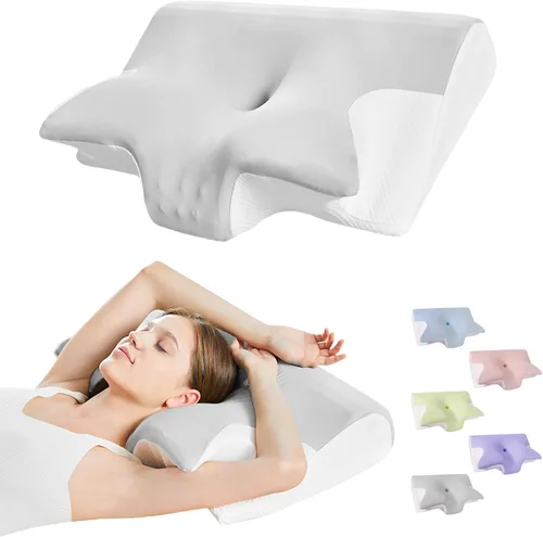 Vista 8 de Almohada cervical para el cuello para el dolor de cuello, alivio de ronquidos, apnea del sueño, almohada ergonómica para dormir lateral y espalda