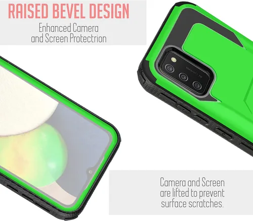 Vista 6 de Funda diseñada para Samsung Galaxy A02S, con protector de pantalla integrado, soporte giratorio con clip para cinturón, funda protectora de cuerpo