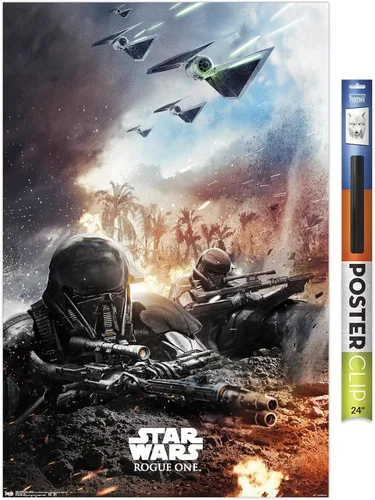 Vista 17 de Trends International Star Wars: Rogue One - Póster de pared de trinchera, 14.725 x 22.375 pulgadas, versión enmarcada de madera de granero Versión