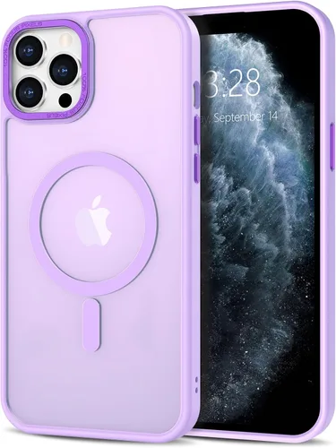 Vista 61 de Anuck - Funda magnética para iPhone 11 compatible con MagSafe, carcasa trasera mate translúcida dura, borde de TPU, delgada, resistente a impactos