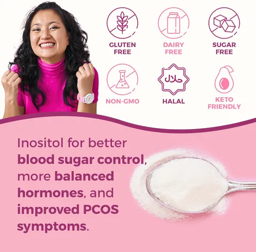Vista 5 de VITA-PCOS Suplemento de mio-inositol y D-Chiro inositol para mujeres – Suplementos de fertilidad de suministro de 90 días para mujeres, suplementos