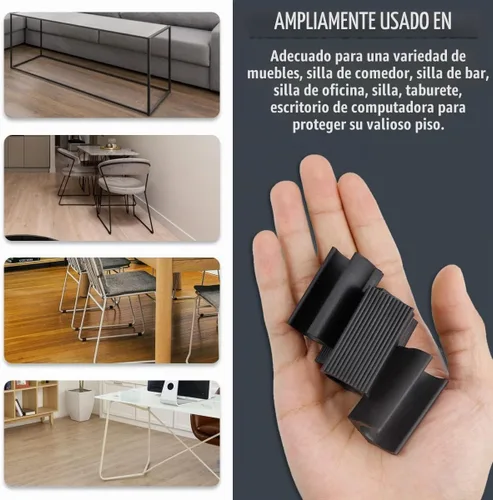 Vista 5 de 30 tapas de plástico para pies de silla en forma de U de 0.71 pulgadas, almohadillas de pie rectangulares antideslizantes para patas de muebles