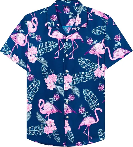 Vista 19 de Alimens & Gentle - Camisa de algodón estilo hawaiano para hombre, casual, de manga corta, ajuste regular 1609 rojo