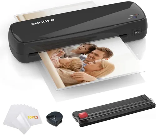 Vista 8 de Suntiko Máquina laminadora con 10 hojas, calentamiento rápido para documentos y fotos A4/A5/A6, oficina, escuela, uso doméstico, suministros