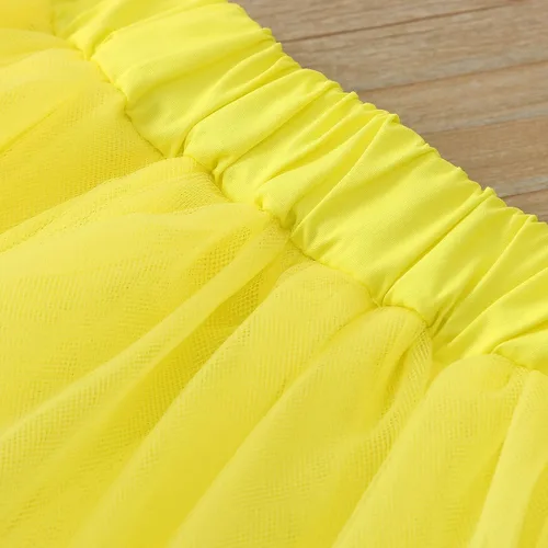 Vista 5 de POLG Trajes de bebé recién nacido, camiseta corta con hombros descubiertos, falda tutú de tul con diadema, ropa de verano de 3 piezas