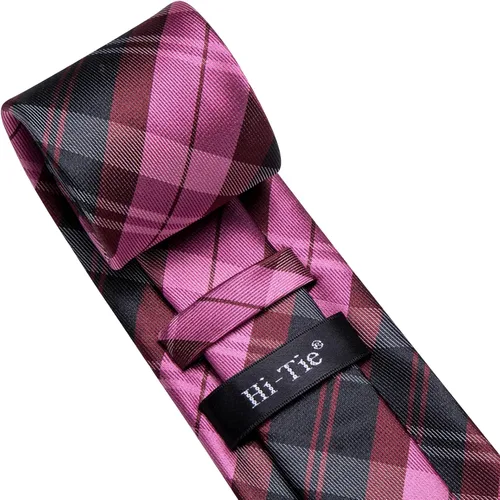 Vista 136 de Hi-Tie Corbatas de seda para hombre, diseño de cachemira a rayas, con bolsillo, gemelos cuadrados, conjunto formal de negocios