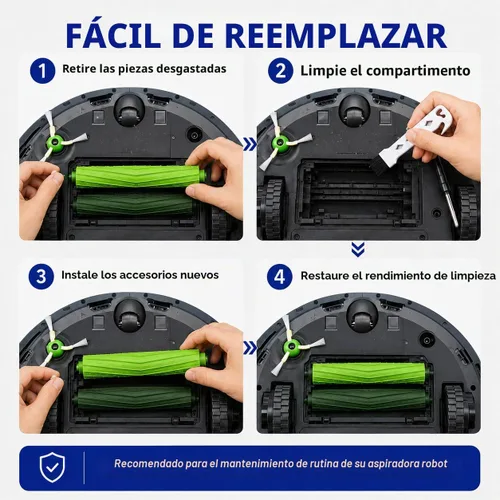Vista 7 de Piezas de repuesto y accesorios para iRobot E, I y J Series, Combo i5, J5 Series Robot Aspirador, Cepillos de goma dobles multisuperficie y 3