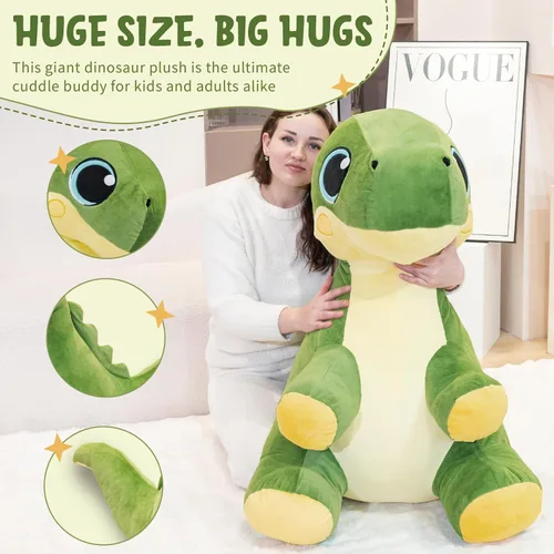 Vista 6 de 31" Animales de peluche grandes de dinosaurio para niños, suaves juguetes de Trex de peluche, dinosaurio grande de peluche, juguetes de dinosaurio