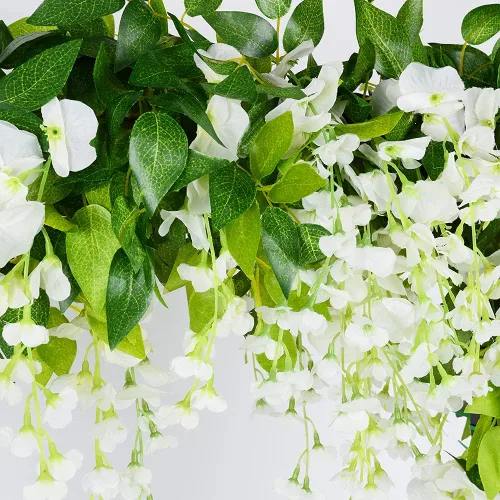 Vista 3 de Guirnalda de glicinias artificiales de 33 pies, flores colgantes de vid falsas, plantas de vid falsas, paquete de 5