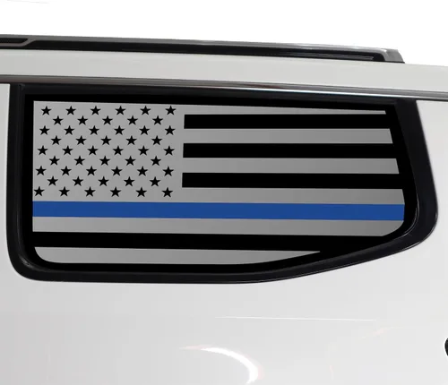 Vista 7 de BOGAR TECH DESIGNS Calcomanía de vinilo precortada con la bandera estadounidense de un cuarto de ventana, compatible con Jeep Wagoneer 2022-2025