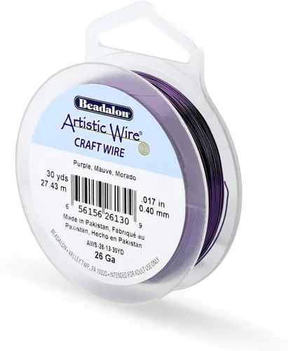 Vista 162 de Artistic Wire, Alambre de cobre de color chapado en plata de calibre 18, resistente al deslustre, amatista, 20 pies