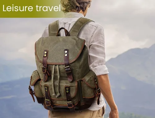 Vista 7 de HuaChen mochila vintage de lona y cuero mochila espaciosa y duradera para hombres y mujeres, perfecta para viajes y vida universitaria, Grande