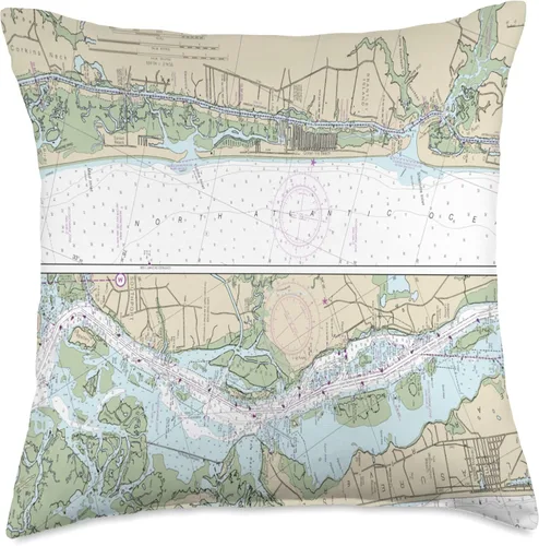 Vista 4 de 15 Degrees East Nautical Chart-Ocean Isle Beach, SC - Almohada de 16 x 16 pulgadas, multicolor