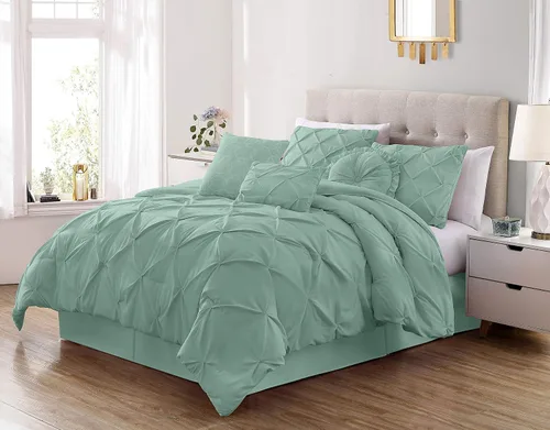Vista 18 de Chezmoi Collection - Juego de ropa de cama modelo Sydney, 7 piezas, con pliegues decorativos