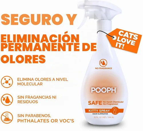 Vista 2 de POOPH Spray eliminador de olores para gatos, 32 onzas, paquete de 2