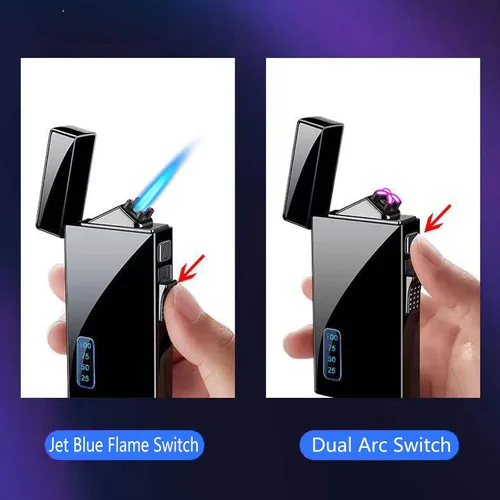 Vista 3 de Black Dragon - Encendedor de arco y butano 2 en 1, linterna de llama de chorro, recargable por USB, resistente al viento, recargable para barbacoas