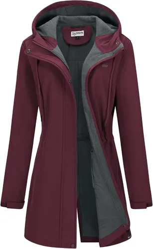 Vista 16 de 33,000ft Chaqueta larga Softshell para mujer con capucha, forro polar, resistente al viento, cálida, impermeable, rompevientos Negro