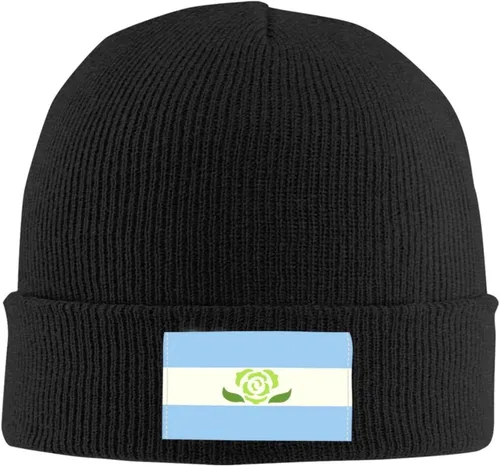 Vista 2 de Achillean Pride Flag LGBTQ Thickened Warm High Elastic Knitted Woolen Hat African Style with Stylish Personality Print Black