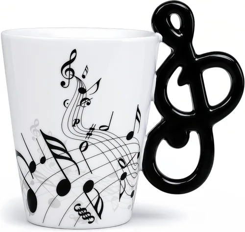 Vista 11 de Taza de guitarra acústica de 13.5 onzas, taza de té y café para guitarristas Mango de guitarra acústica 3D, diseño de personal de música, uso