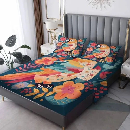 Vista 11 de Parrot Sheets - Juego de sábanas de tamaño individual, sábanas de microfibra suave y bolsillo profundo, sábanas y fundas de almohada estampadas sin