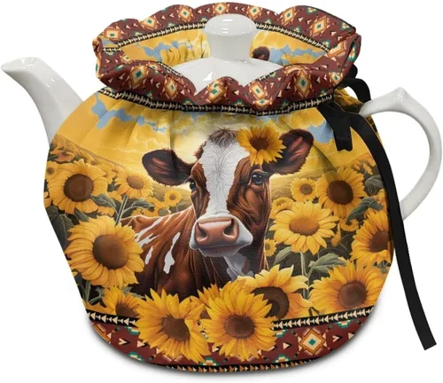 Vista 29 de DISNIMO Funda de tetera aislada a prueba de polvo con diseño floral de colibrí, para mantener el calor, accesorios decorativos, colcha