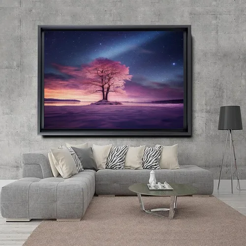 Vista 3 de Northern Lights Tree - Aurora Borealis Painting - Winter Wonderland - Nature Decor - Modern Wall Art - Canvas & Metal Prints