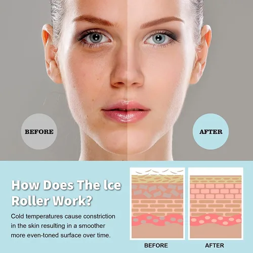 Vista 2 de Deashun Rodillo de hielo 2 en 1 para ojos faciales, rodillo masajeador facial para hinchazón ocular, reduce arrugas, alivia migrañas y lesiones