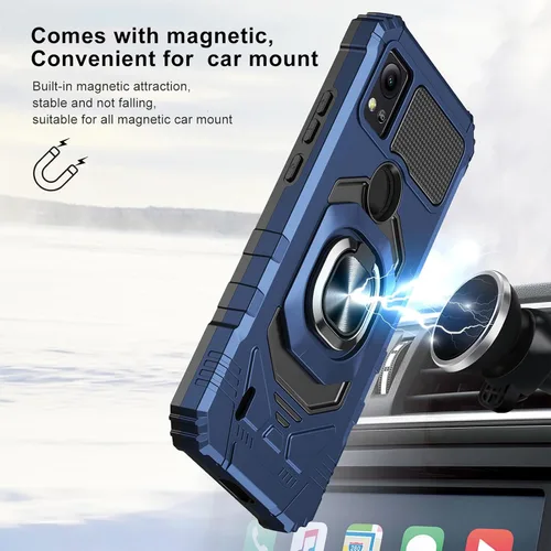 Vista 5 de Ailiber AT&T Motivate 4 Funda para teléfono con protector de pantalla, soporte de anillo para soporte magnético de automóvil, grado militar